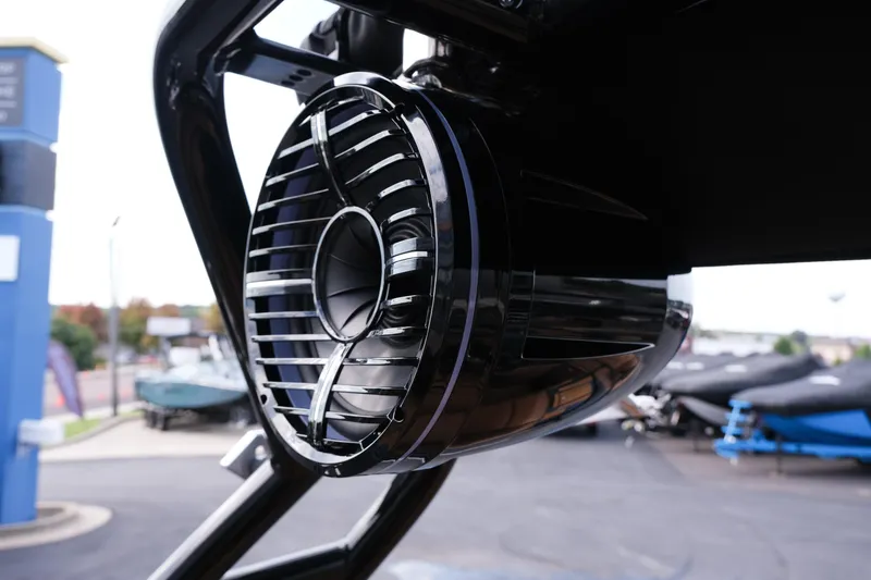 Slide: The Image of Close-up of a 2026 Moomba Tykon boat speaker, showcasing sleek design and modern technology. - 17