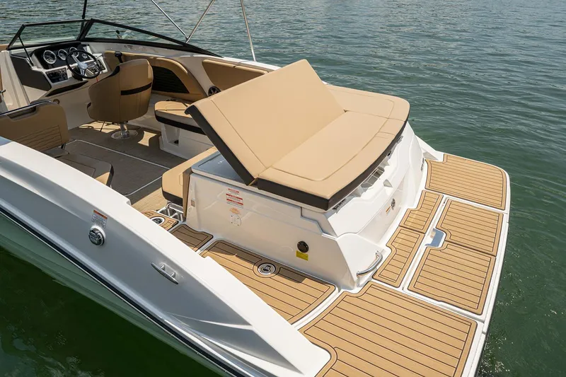 Slide: The Image of Manufacturer Provided Image: 2024 Sea Ray SPX 230 boat with tan seating and spacious deck. - 24