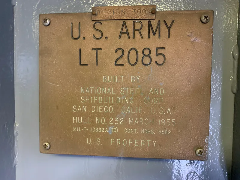Slide: The Image of Plaque of 1955 U.S. Army L-T 100 Steel Army Tug, built in San Diego. - 12