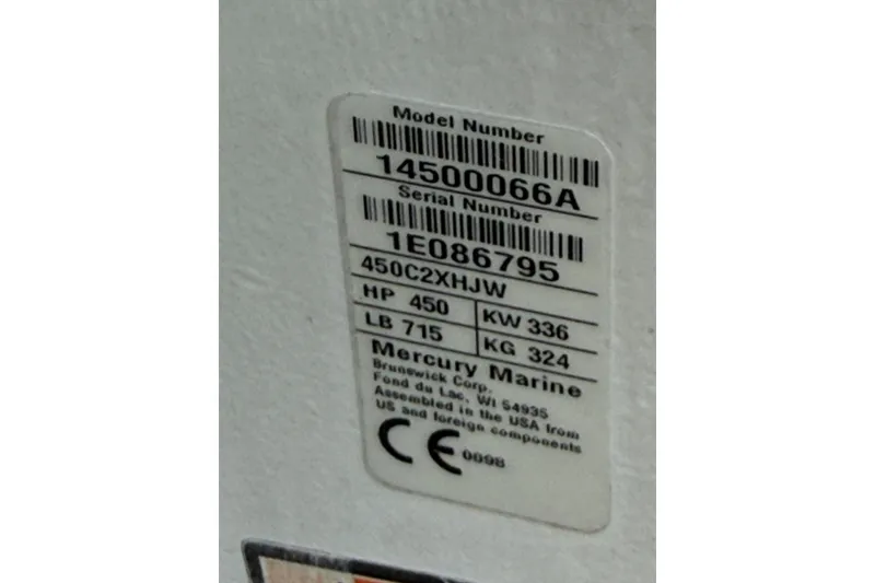 Slide: The Image of Label on a 2016 Yellowfin 24 Bay boat, showing Mercury Marine engine details. - 20