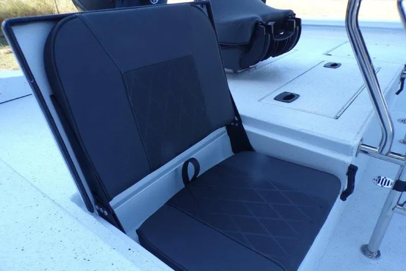 Slide: The Image of 2026 Xpress H20B Bay boat seat with sleek black upholstery and modern design. - 23