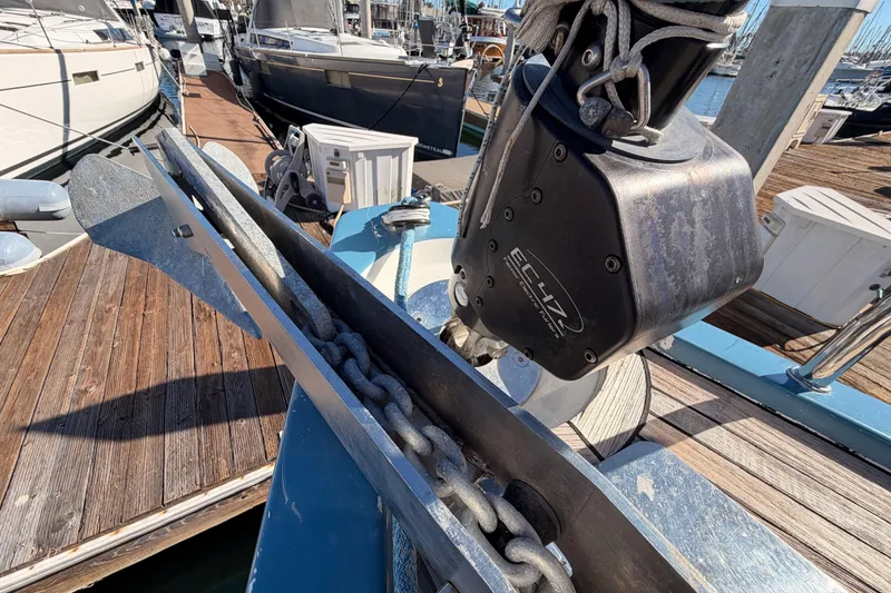 Slide: The Image of Bow of 2008 Hanse 540e yacht with anchor and chain mechanism. - 20