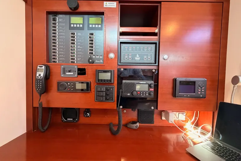 Slide: The Image of Control panel of a 2008 Hanse 540e yacht with navigation and communication equipment. - 51
