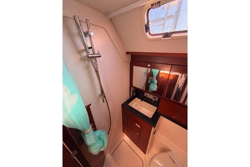 Slide: The Image of Bathroom interior of 2008 Hanse 540e yacht with shower and sink. - 68
