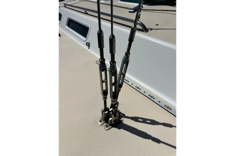 Slide: The Image of Close-up of rigging hardware on a 1996 J Boats J/120 sailboat deck. - 20