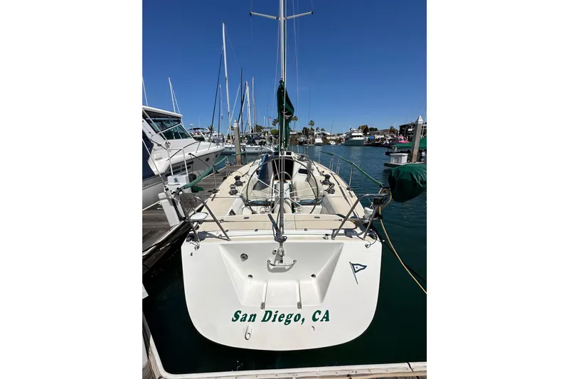 Slide: The Image of 1996 J Boats J/120 sailboat docked in San Diego marina. - 5