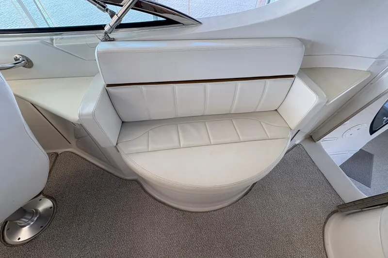 Slide: The Image of White leather seating on 2002 Carver 506 Motor Yacht, featuring elegant design and comfort. - 33