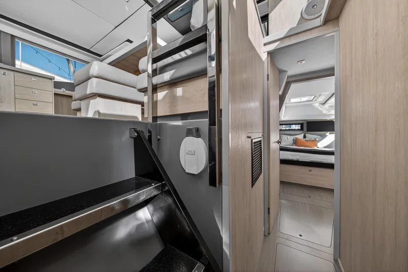 Slide: The Image of Interior of 2019 Leopard 45 yacht featuring modern design and comfortable living spaces. - 104
