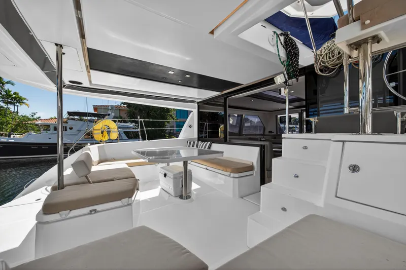 Slide: The Image of Luxurious 2019 Leopard 45 catamaran interior with spacious seating and modern design. - 36