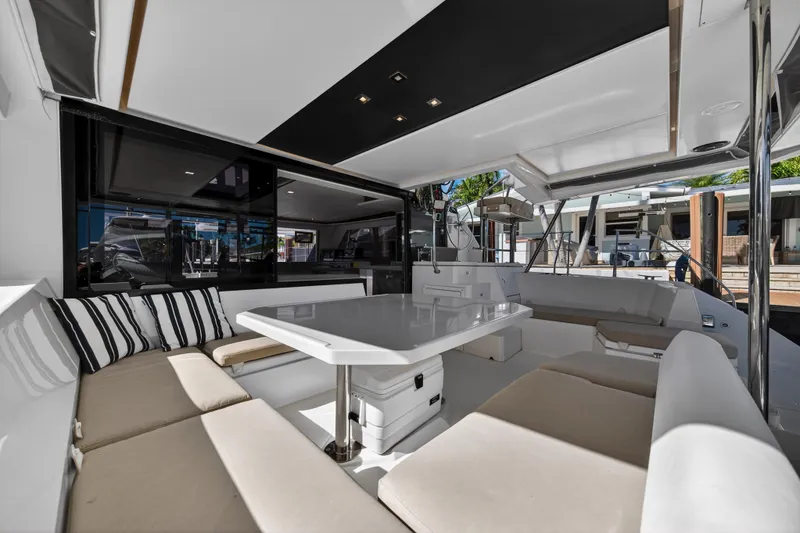 Slide: The Image of Luxurious 2019 Leopard 45 yacht interior with spacious seating and modern design. - 4