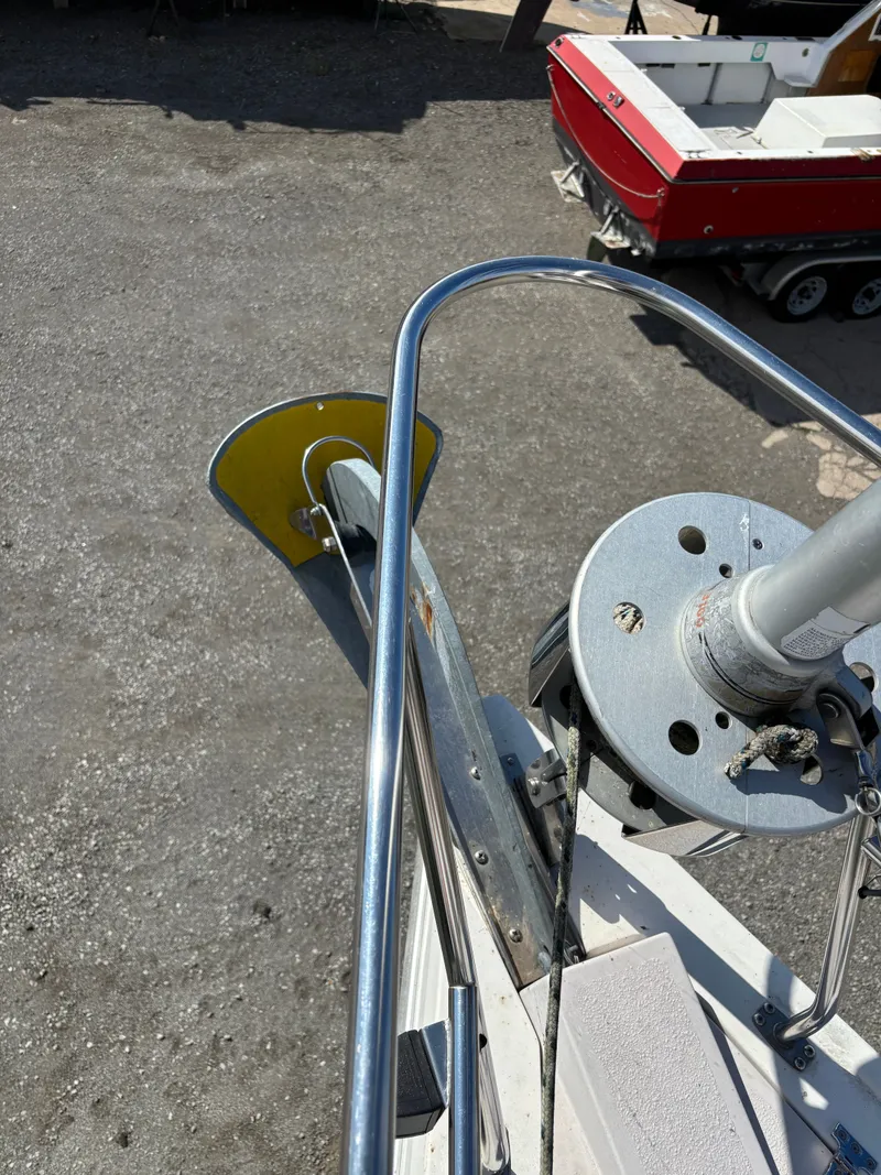 Slide: The Image of Bow of a 2000 Catalina 380 sailboat with anchor and winch system. - 15