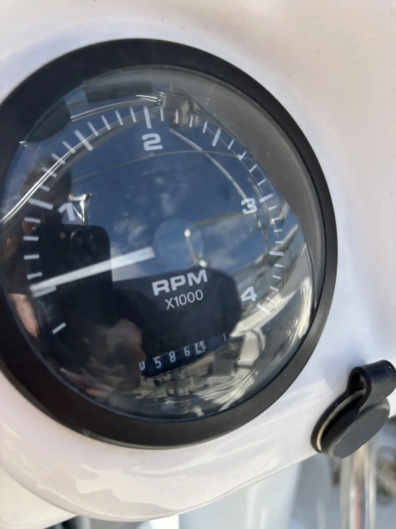 Slide: The Image of Close-up of Catalina 380 tachometer showing RPM and odometer reading. - 36