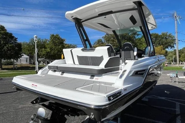 Slide: The Image of 2026 Monterey Elite 27 SD boat with sleek design and spacious seating. - 3