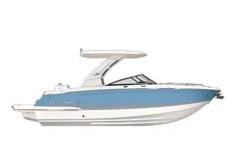 The Image of 2026 Chaparral 270 OSX boat, sleek design, blue and white color scheme. - 1
