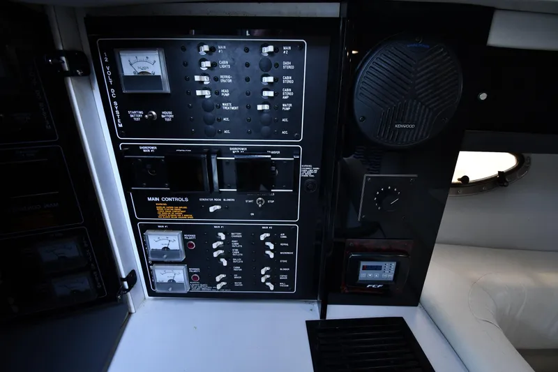 Slide: The Image of Control panel of a 1990 Formula boat with gauges and switches. - 39