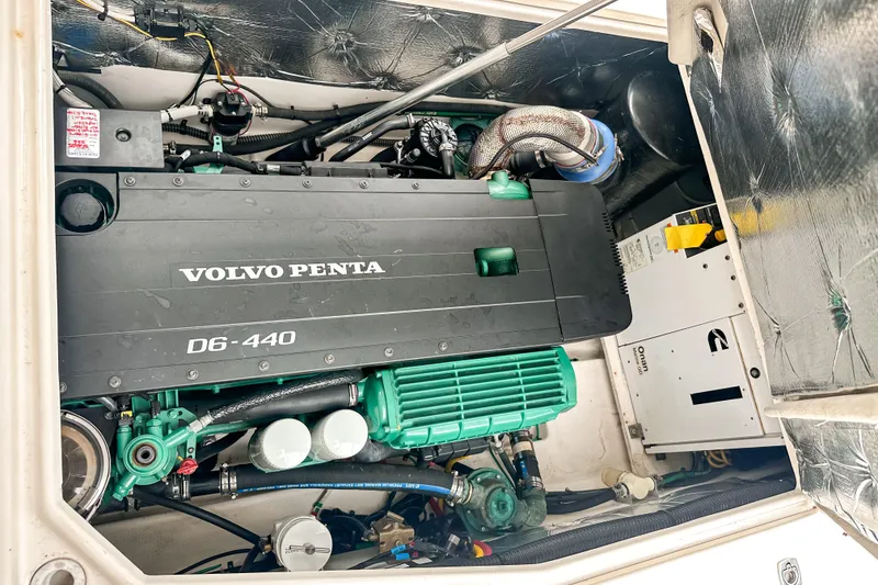 Slide: The Image of Engine compartment of 2022 Cutwater 30 Command Bridge with Volvo Penta D6-440 engine. - 13