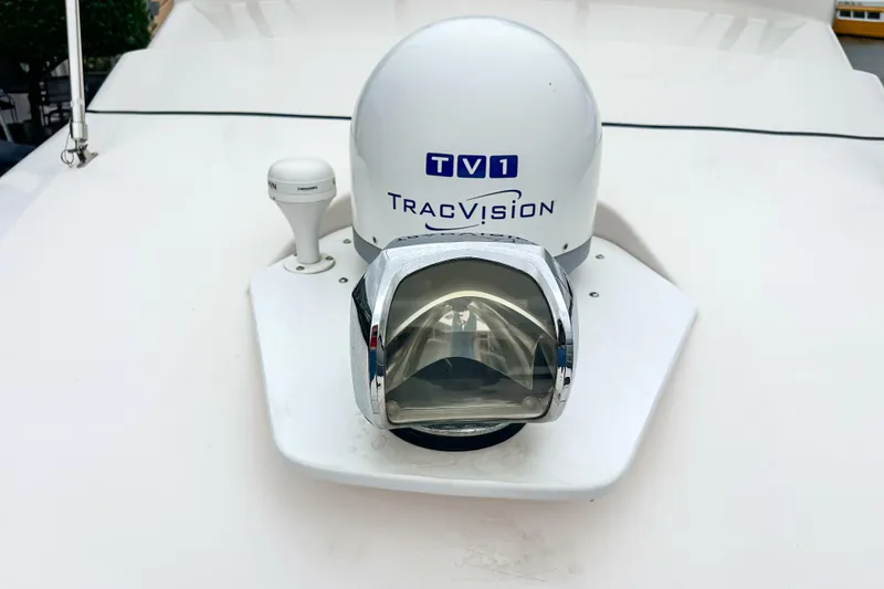 Slide: The Image of Satellite and radar equipment on 2022 Cutwater 30 Command Bridge boat. - 55