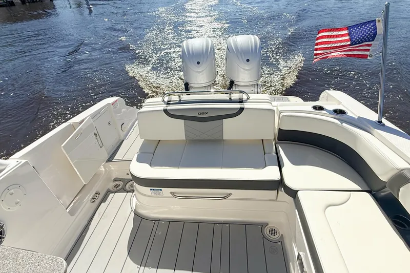 Slide: The Image of Close-up of 2025 Chaparral 280 OSX navigation display showing speed and depth. - 18