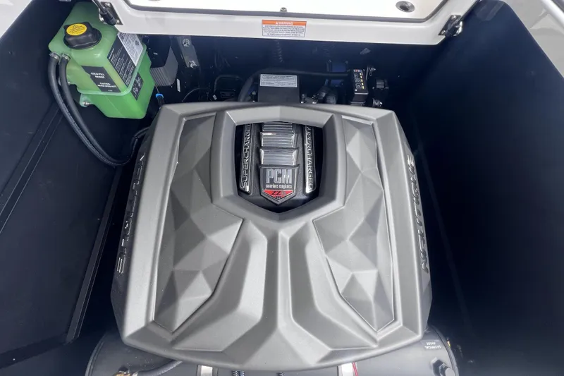 Slide: The Image of 2025 Nautique Super Air Nautique G23 engine compartment with PCM supercharged engine. - 16