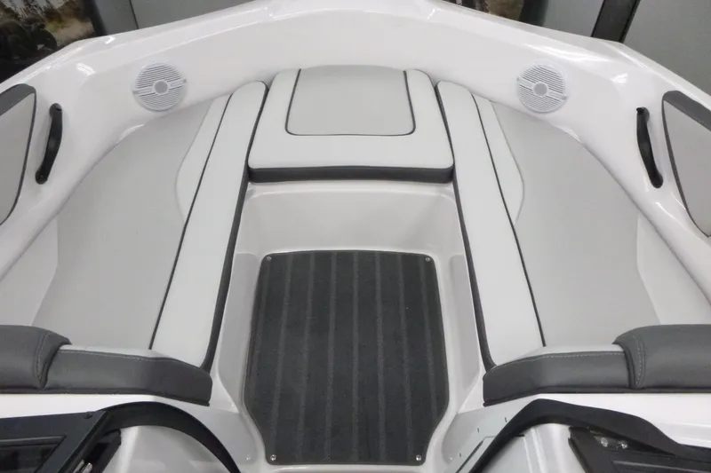 Slide: The Image of 2026 Yamaha AR190 boat interior with cushioned seating and built-in speakers. - 5