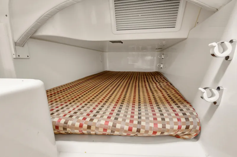Slide: The Image of 2017 World Cat 320 EC cabin interior with patterned mattress. - 31