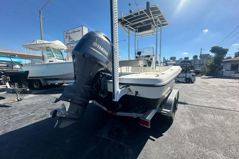 Slide: The Image of 2003 Hydra-Sports 19 Bay Bolt boat with Yamaha outboard motor on trailer. - 3