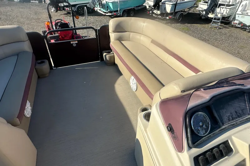 Slide: The Image of Interior of 2020 Godfrey SWEETWATER 2186 SB pontoon boat with beige seating. - 20