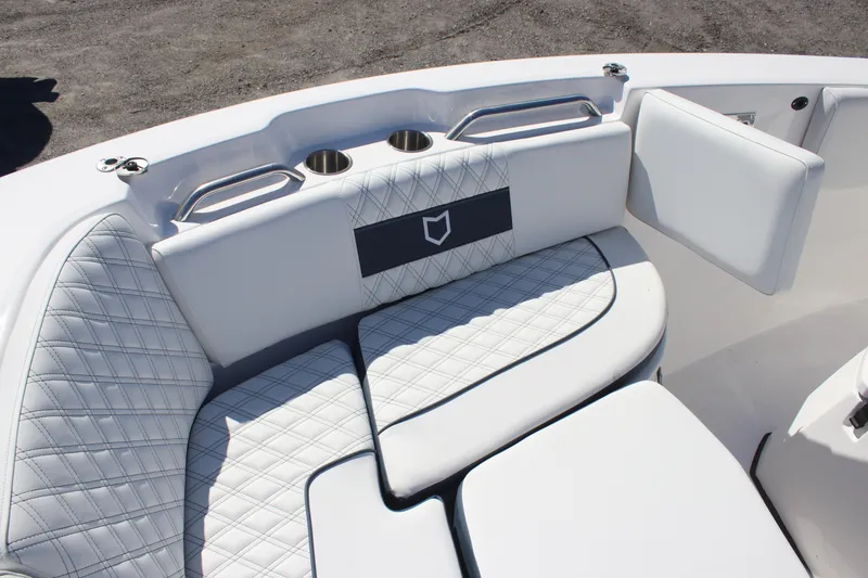 Slide: The Image of Luxurious seating on 2026 Sea Fox 268 Commander boat with diamond-stitched upholstery. - 11