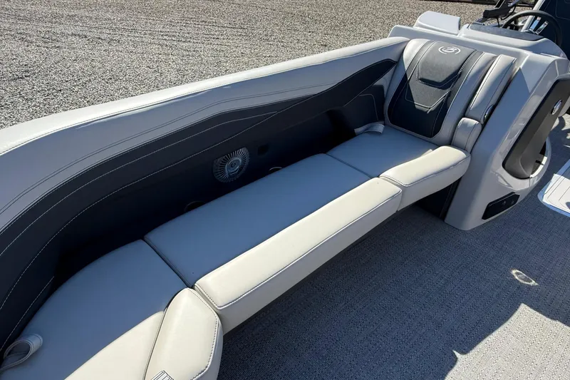 Slide: The Image of 2026 Barletta C24UC boat interior with sleek seating and modern design. - 10
