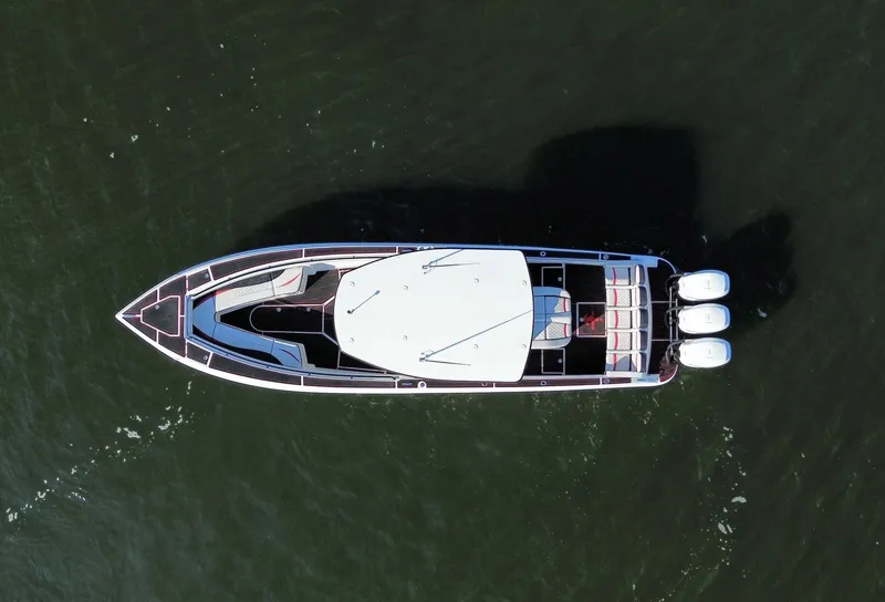 Slide: The Image of Aerial view of 2017 Statement 380 Open boat on water. - 25