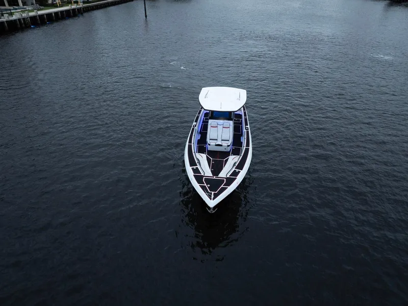 Slide: The Image of Aerial view of 2017 Statement 380 Open boat on calm water. - 30