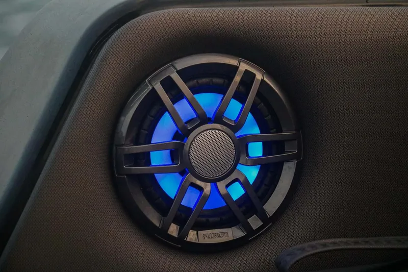 Slide: The Image of Illuminated speaker on 2023 Roughneck 36 T Top boat interior. - 20