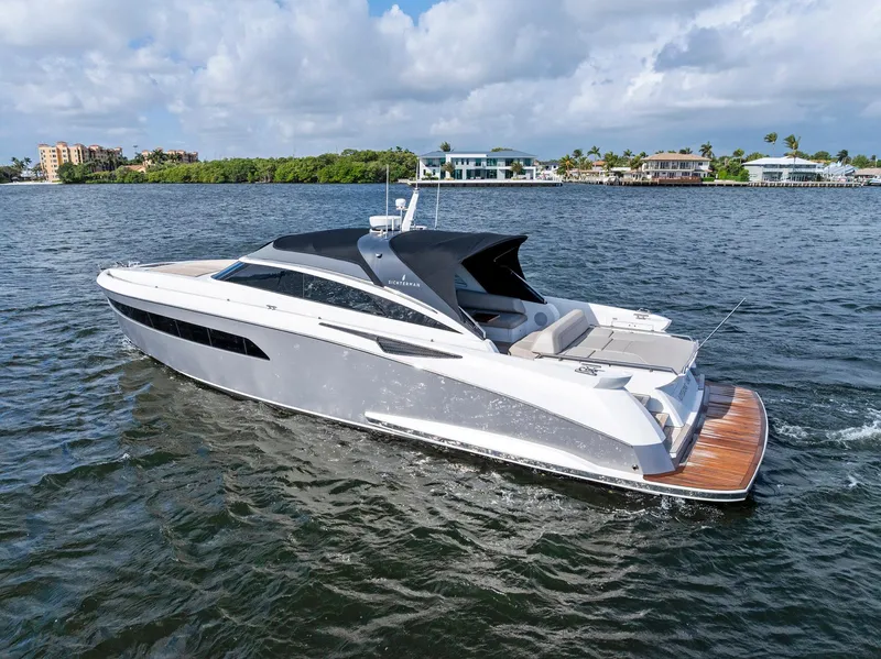 Slide: The Image of Sichterman Libertas 54 yacht cruising on water, 2021 model, sleek design, luxury vessel. - 1