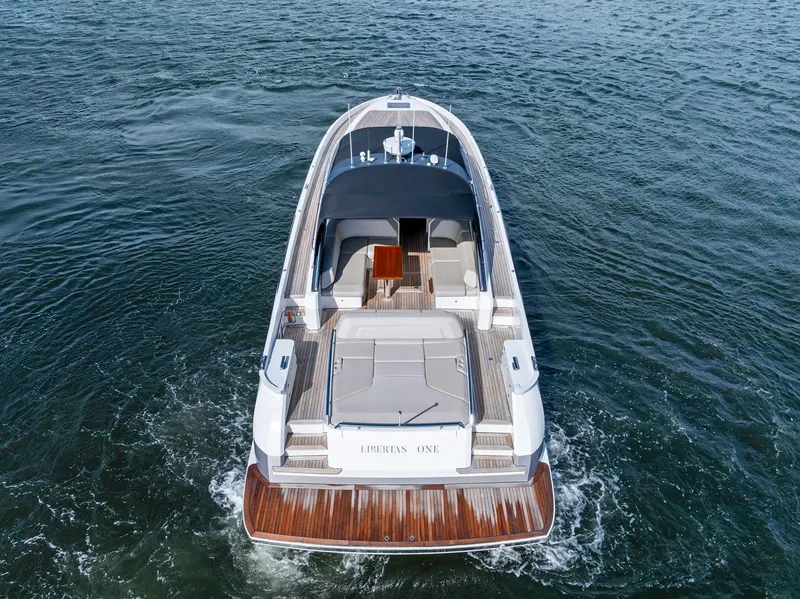 Slide: The Image of Sichterman Libertas 54 yacht cruising on open water, rear view, 2021 model. - 42