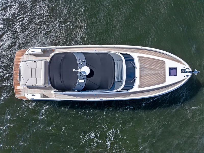 Slide: The Image of Aerial view of 2021 Sichterman Libertas 54 yacht on water. - 49
