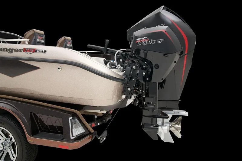 Slide: The Image of 2026 Ranger 621FS Cup Equipped boat with dual blue and black seats. - 9