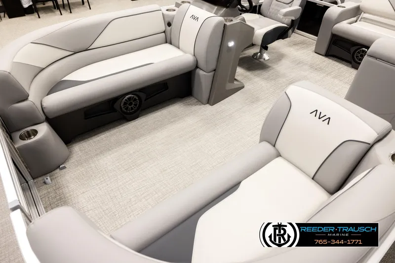 Slide: The Image of Luxurious interior of 2026 Avalon VEN85 VRB boat with plush seating and modern design. - 10