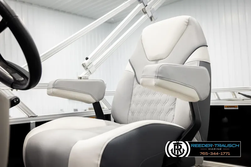 Slide: The Image of Luxurious captain's chair in 2026 Avalon VEN85 VRB boat interior. - 42