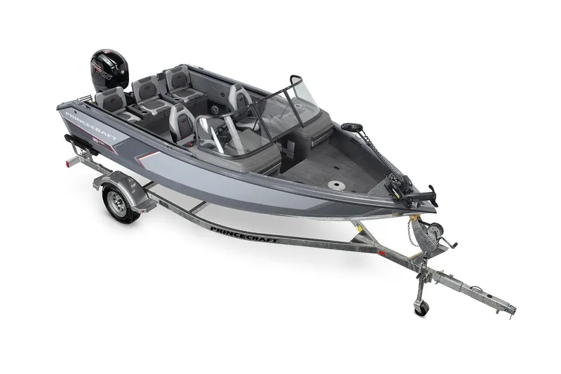 Slide: The Image of Manufacturer Provided Image: 2025 Princecraft Sport 185 boat on trailer, gray exterior, spacious seating, modern design. - 15