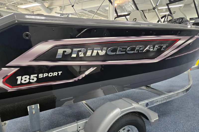 Slide: The Image of 2026 Princecraft Sport 185 boat on trailer, showroom display. - 4