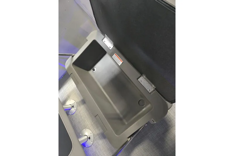 Slide: The Image of Open storage compartment in 2025 Princecraft Vectra 21 RL boat interior. - 12