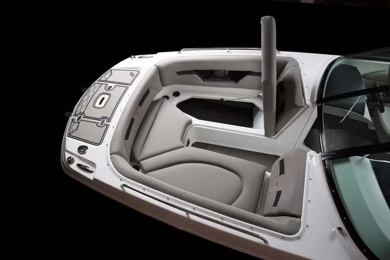Slide: The Image of 2026 Four Winns HD8 OB boat interior with sleek seating and modern design. - 13