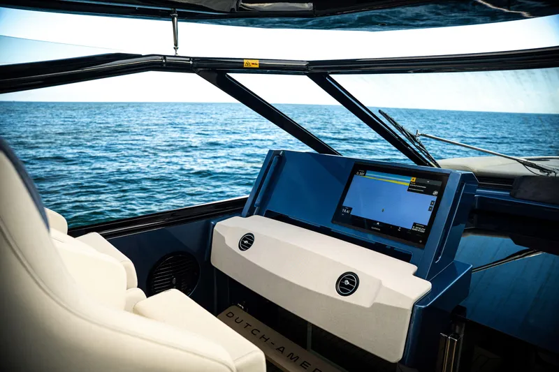 Slide: The Image of Modern kitchen interior in 2025 Dutch American DA 53 yacht, featuring sleek design and ambient lighting. - 58