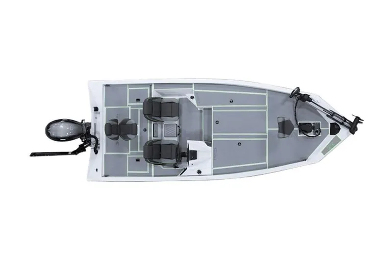 Slide: The Image of 2026 Xpress H20B Bay boat, top view, showcasing seating and layout design. - 3