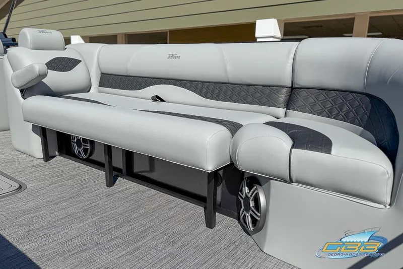 Slide: The Image of Luxurious seating on 2026 JC 25 Neptoon LG pontoon boat, featuring elegant upholstery and modern design. - 27