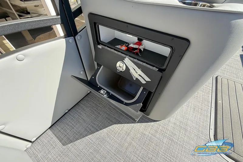 Slide: The Image of Luxurious seating on 2026 JC 25 Neptoon LG pontoon boat, featuring elegant upholstery and modern design. - 27