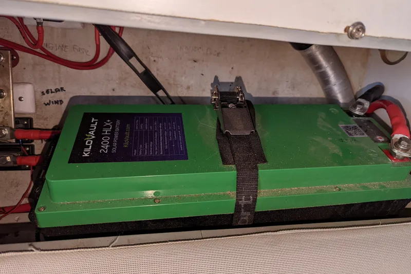 Slide: The Image of Kilovault 2400 HLX solar battery installed in 1993 J Boats J/130 sailboat. - 38