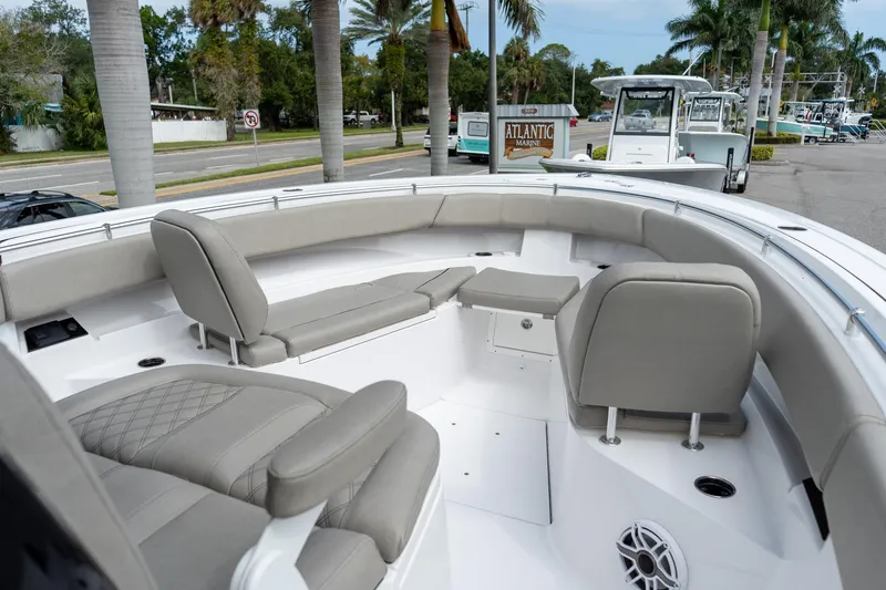 Slide: The Image of 2025 Sportsman Open 322 Center Console boat with spacious seating and modern design. - 40