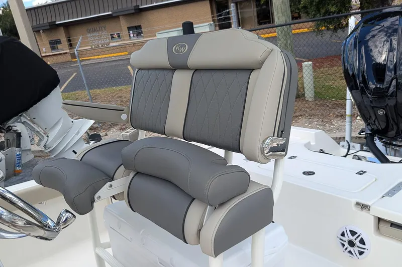 Slide: The Image of Interior view of 2026 Key West 230 Bay Reef boat, showcasing rod holders and sleek design. - 14