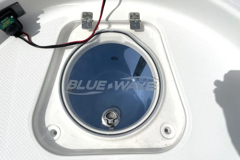 Slide: The Image of 2019 Blue Wave 2800 Pure Hybrid boat hatch with logo and wiring. - 27